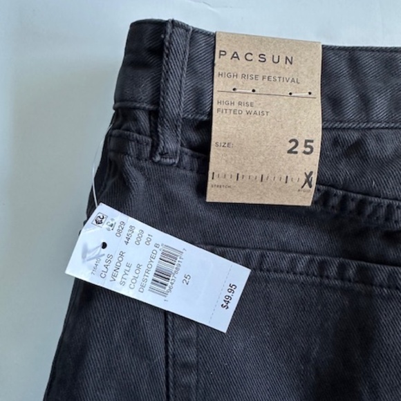 NWT PacSun black cut off shorts size 25 button fly - Picture 3 of 3